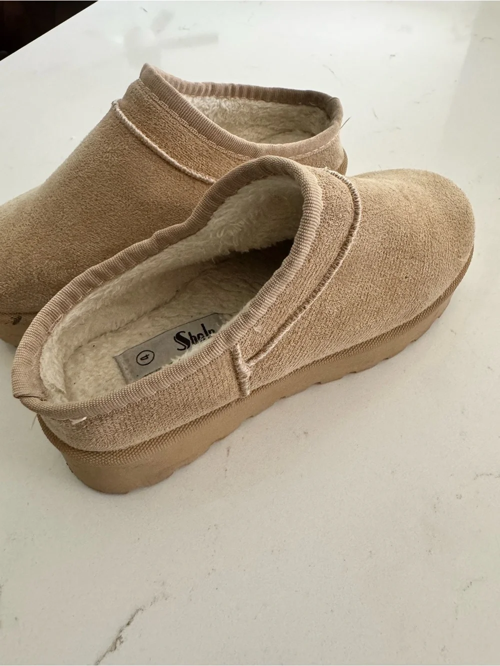 Link Plush-Lined Slip-On Mules - Tan
